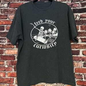 ‘Feed Your Curiosity’ Skeleton Graphic Oversized Tee Size Small